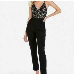 Express Black Lace Detail Jumpsuit